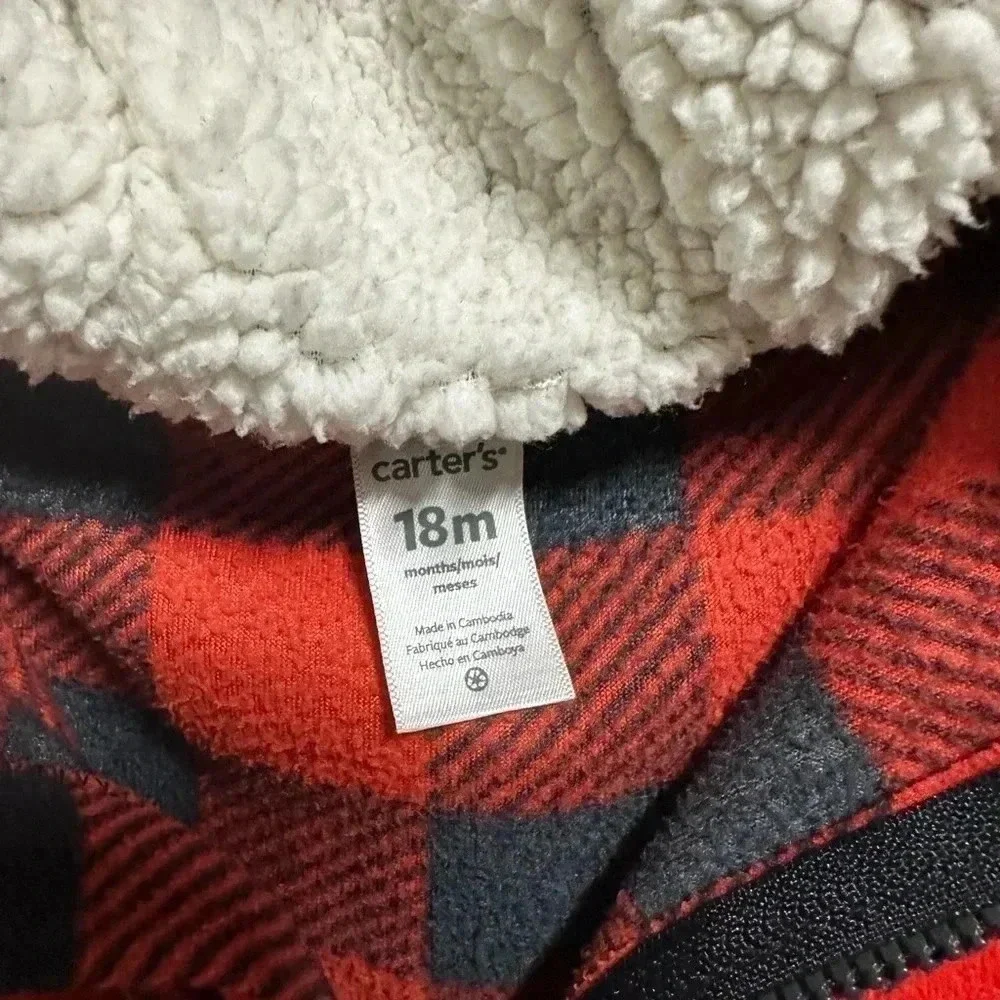 Carter’s 18M Fleece Buffalo Plaid One-Piece